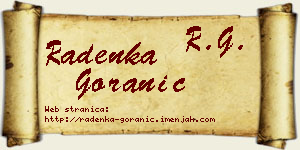 Radenka Goranić vizit kartica